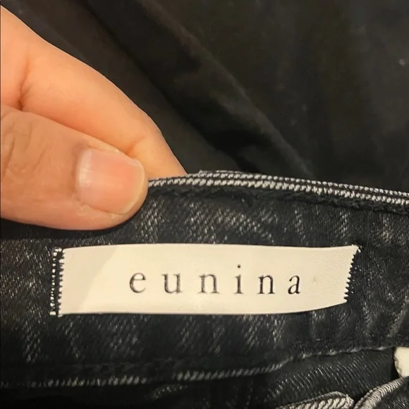 Eunina Lulu Jean Shorts Womens Medium Black Jean Denim Cut Off Distressed - Picture 3 of 5